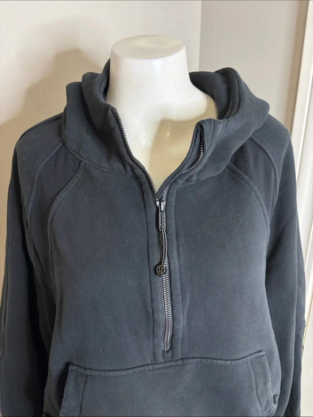 Lululemon Scuba Oversized Half Zip Hoodie Black cotton terry Sz XL/XXL